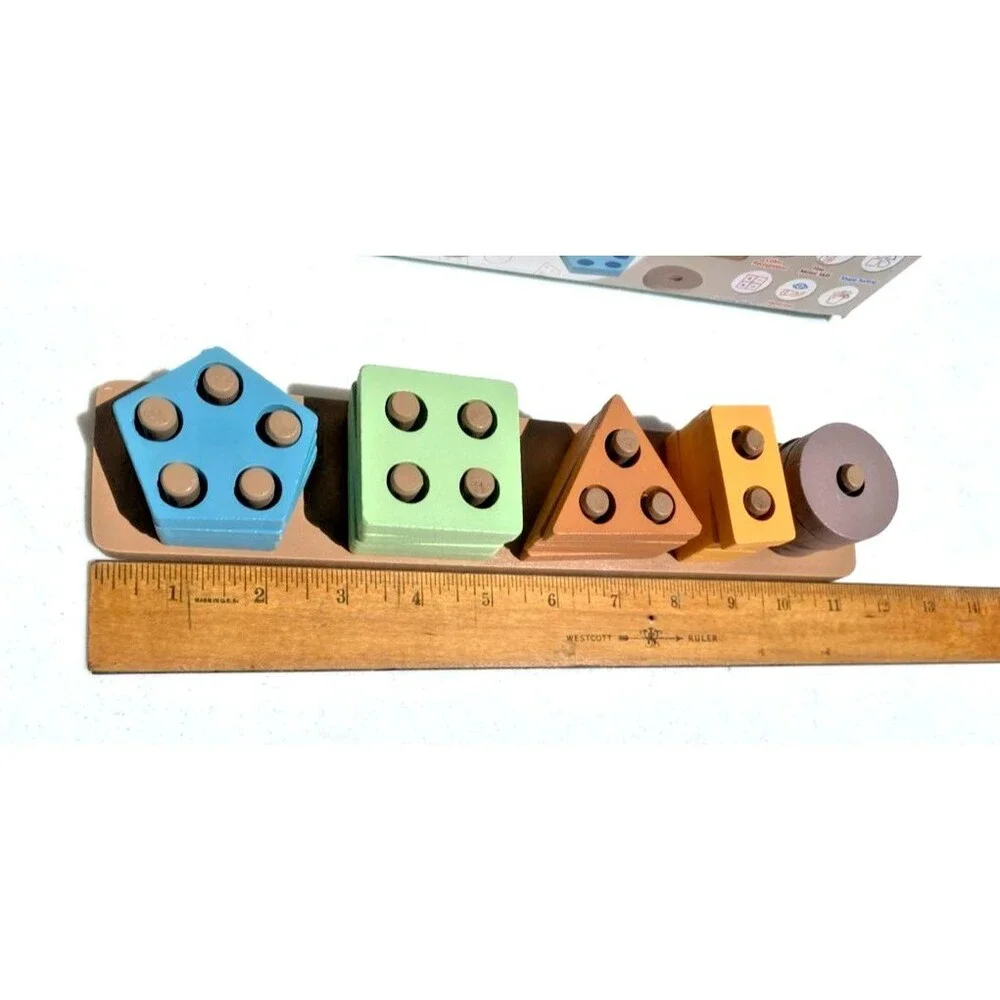Kekristv Montessori Wooden Shapes Sorting, Stacking, Colors Puzzle Learn Toddler